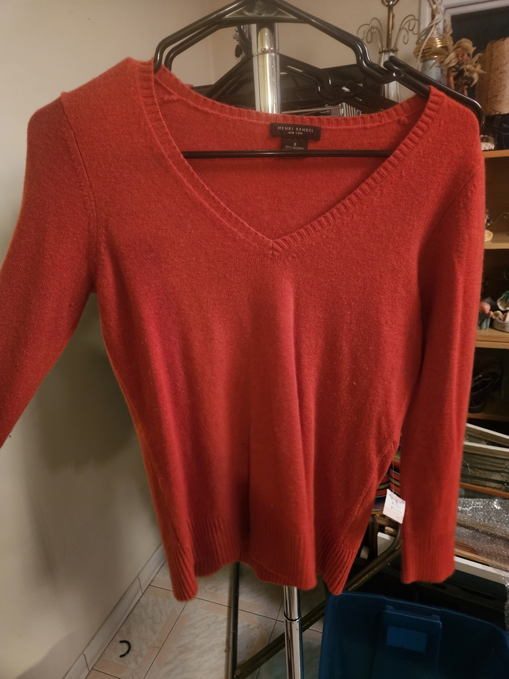 henri bendel Vibrant Cashmere Red V-Neck Sweater